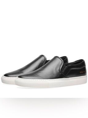 Woman by Common Projects Slip-On Retro Leather Sneakers Black Size 36